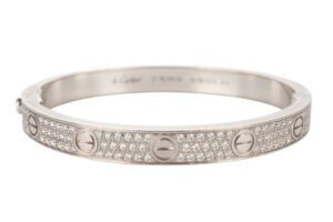 Cartier Love Paved 18ct White Gold Bracelet Classic Size 17