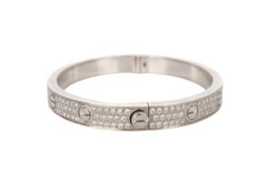 Cartier Love Paved 18ct White Gold Bracelet Classic Size 17 - Image 3