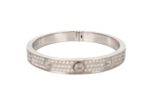 Cartier Love Paved 18ct White Gold Bracelet Classic Size 17 - Image 4