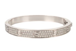 Cartier Love Paved 18ct White Gold Bracelet Classic Size 17 - Image 5