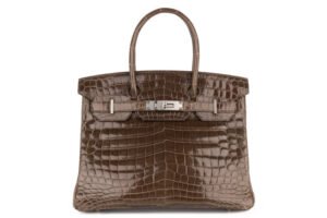 Hermès Birkin 30 Gris Elephant Shiny Crocodile Palladium Hardware