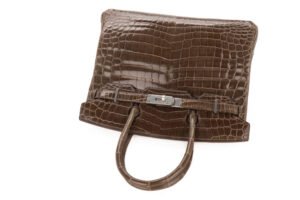 Hermès Birkin 30 Gris Elephant Shiny Crocodile Palladium Hardware - Image 8