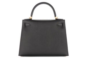 Hermès Kelly 28 HSS Noir – Black / Bleu Indigo Epsom Brushed Gold Hardware - Image 3