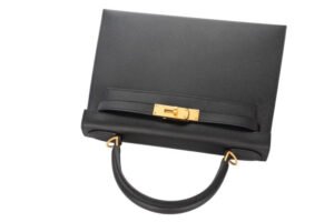 Hermès Kelly 28 HSS Noir – Black / Bleu Indigo Epsom Brushed Gold Hardware - Image 8