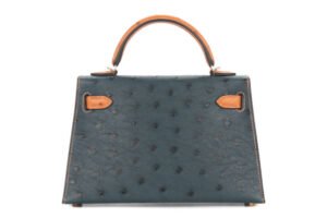 Hermès Mini Kelly HSS Vert Cypres / Cognac Ostrich Permabrass Hardware - Image 3