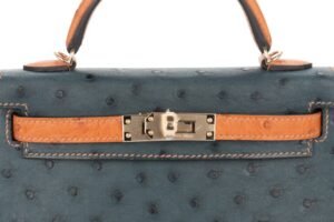 Hermès Mini Kelly HSS Vert Cypres / Cognac Ostrich Permabrass Hardware - Image 7