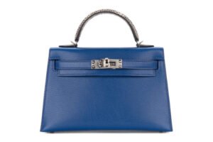 Hermès Mini Kelly Touch Bleu Royal / Ombré Chèvre Chamkila Lizard Palladium Hardware