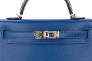 Hermès Mini Kelly Touch Bleu Royal / Ombré Chèvre Chamkila Lizard Palladium Hardware - Image 7