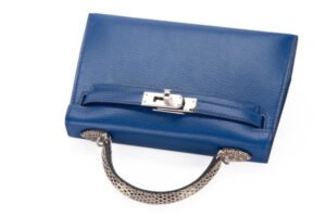 Hermès Mini Kelly Touch Bleu Royal / Ombré Chèvre Chamkila Lizard Palladium Hardware - Image 8
