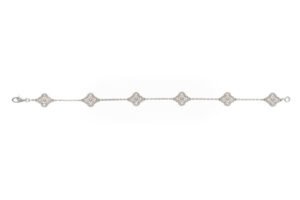 Van Cleef & Arpels Sweet Alhambra Diamonds 6 Motifs 18 ct White Gold Bracelet - Image 3