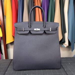 Hermès Birkin HAC 50 in sophisticated Navy Blue Togo leather with sleek silver hardware