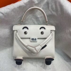 Hermès Kelly Doll Millennial Bag in vibrant Rose Confetti Swift leather with whimsical smiley face details, a playful icon of 2000s luxury - Image 6