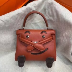Hermès Kelly Doll Millennial Bag in vibrant Rose Confetti Swift leather with whimsical smiley face details, a playful icon of 2000s luxury - Image 5
