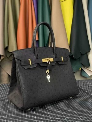 Hermès Birkin 25 in classic Black Ostrich leather with luxurious gold hardware - Image 4