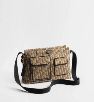 Dior Medium Pocket Jett Zipped Messenger Bag Brown Dior Oblique Jacquard - Image 3