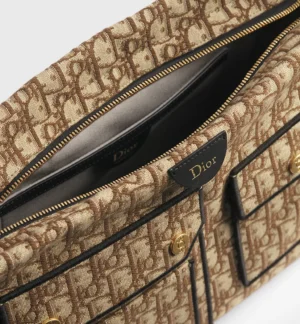 Dior Medium Pocket Jett Zipped Messenger Bag Brown Dior Oblique Jacquard - Image 4