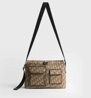 Dior Medium Pocket Jett Zipped Messenger Bag Brown Dior Oblique Jacquard - Image 5