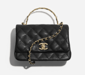 Chanel Mini Flap Bag with Top Handle   Grained Shiny Calfskin & Gold-Tone Metal  Black