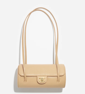 Chanel Small Bowling Bag Grained Shiny Calfskin & Gold-Tone Metal Dark Beige