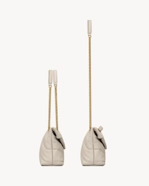 Saint Laurent Puffer Medium Beige Quilted Lambskin Gold Hardware - Image 4
