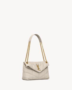 Saint Laurent Puffer Medium Beige Quilted Lambskin Gold Hardware - Image 6