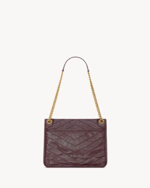 Saint Laurent Niki Medium Burgundy Crinkled Leather Gold Hardware - Image 3
