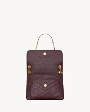 Saint Laurent Niki Medium Burgundy Crinkled Leather Gold Hardware - Image 5