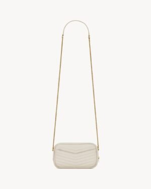 Saint Laurent Mini Lou White Quilted Leather Camera Bag Gold Hardware - Image 3
