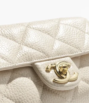 Chanel Mini Flap Bag Grained Calfskin & Gold-Tone Metal Light Beige - Image 5