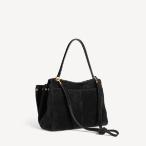 Balenciaga Rodeo Handbag Medium in black suede calfskin and smooth calfskin, aged-gold hardware - Image 3