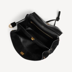 Balenciaga Rodeo Handbag Medium in black suede calfskin and smooth calfskin, aged-gold hardware - Image 4