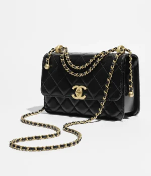 Chanel Small Flap Bag   Shiny Calfskin & Gold-Tone Metal  Black - Image 3