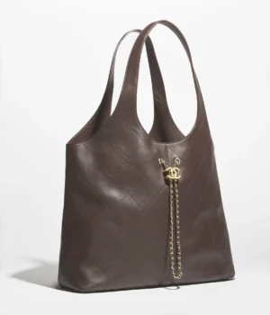 Chanel Maxi Shopping Bag   Calfskin & Gold-Tone Metal  Dark Brown - Image 3
