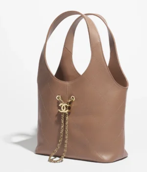 Chanel Shopping Bag Calfskin & Gold-Tone Metal  Brown - Image 3
