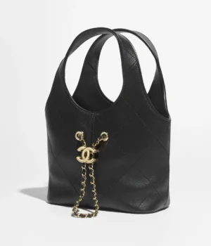 Chanel Small Shopping Bag Calfskin & Gold-Tone Metal Black - Image 3