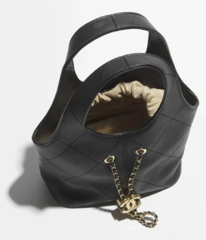Chanel Small Shopping Bag Calfskin & Gold-Tone Metal Black - Image 4