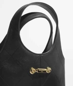 Chanel Small Shopping Bag Calfskin & Gold-Tone Metal Black - Image 5