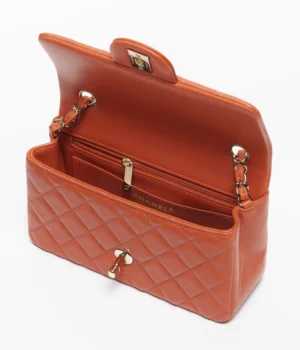 Chanel Mini Classic Handbag   Lambskin & Gold-Tone Metal  Dark Orange - Image 3
