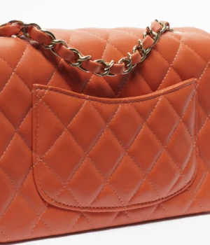 Chanel Mini Classic Handbag   Lambskin & Gold-Tone Metal  Dark Orange - Image 4