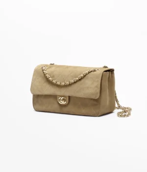 Chanel Maxi Flapbag   Suede Calfskin & Gold-Tone Metal  Dark Beige - Image 3