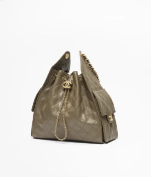 CHANEL 25 Medium Handbag  Grained Calfskin & Gold-Tone Metal  Dark Khak - Image 3