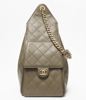 CHANEL 25 Medium Handbag  Grained Calfskin & Gold-Tone Metal  Dark Khak - Image 5