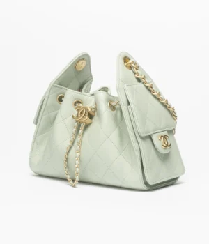 CHANEL 25 Mini Handbag Grained Calfskin & Gold-Tone Metal Light Green - Image 3