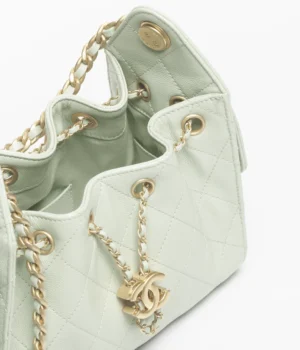 CHANEL 25 Mini Handbag Grained Calfskin & Gold-Tone Metal Light Green - Image 4