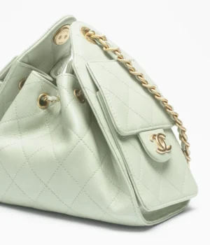 CHANEL 25 Mini Handbag Grained Calfskin & Gold-Tone Metal Light Green - Image 5