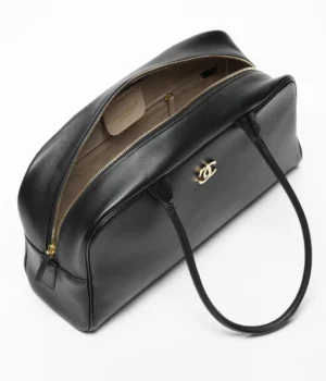 Chanel Large Bowling Bag   Calfskin & Gold-Tone Metal  Black - Image 5