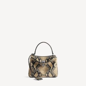 Balenciaga Rodeo Handbag Mini in natural python embossed calfskin, aged-silver hardware