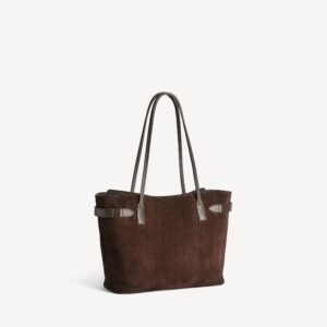 Balenciaga Bel Air Tote Bag Medium in light espresso waxed suede calfskin, aged-silver hardware - Image 3