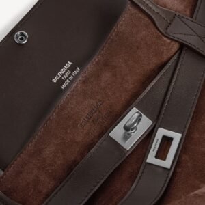 Balenciaga Bel Air Tote Bag Medium in light espresso waxed suede calfskin, aged-silver hardware - Image 5
