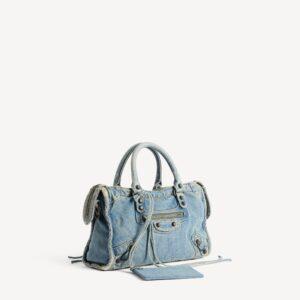 Balenciaga Le City Bag Small in blue washed denim, brass hardware - Image 5
